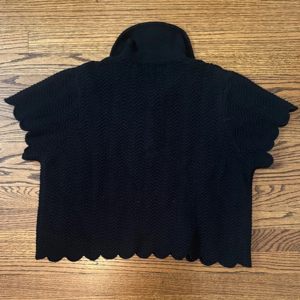 HUNTER BELL Black Scalloped Knit Polo Top - Picture 5 of 5